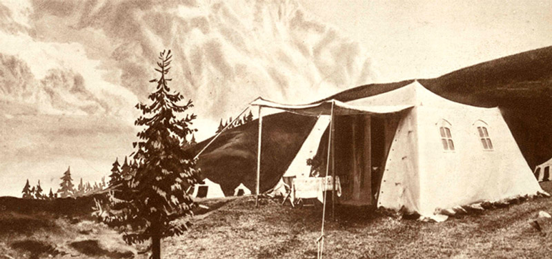 В 1910 году стартует первое серийное производство Ferrino — палатки Cervino.