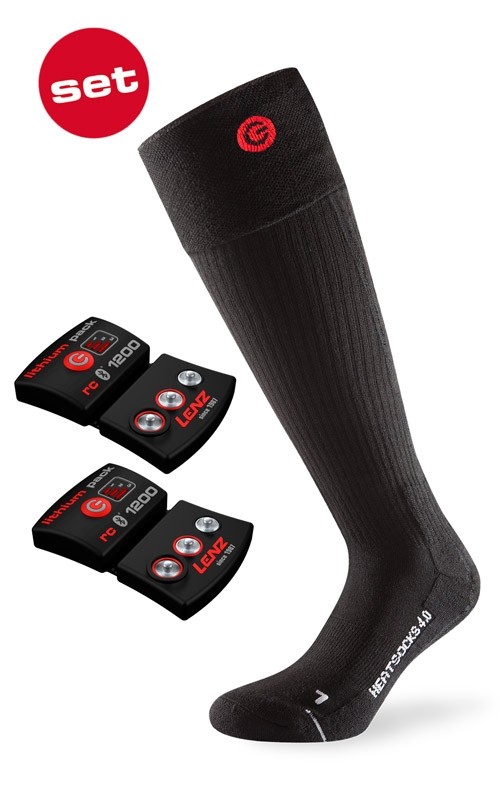 LENZ носки с подогревом + аккумулятор Lenz Heat Sock 4.0 Toe Cap + Lithium Pack RCB 1200 (EU/US) черный 39/41